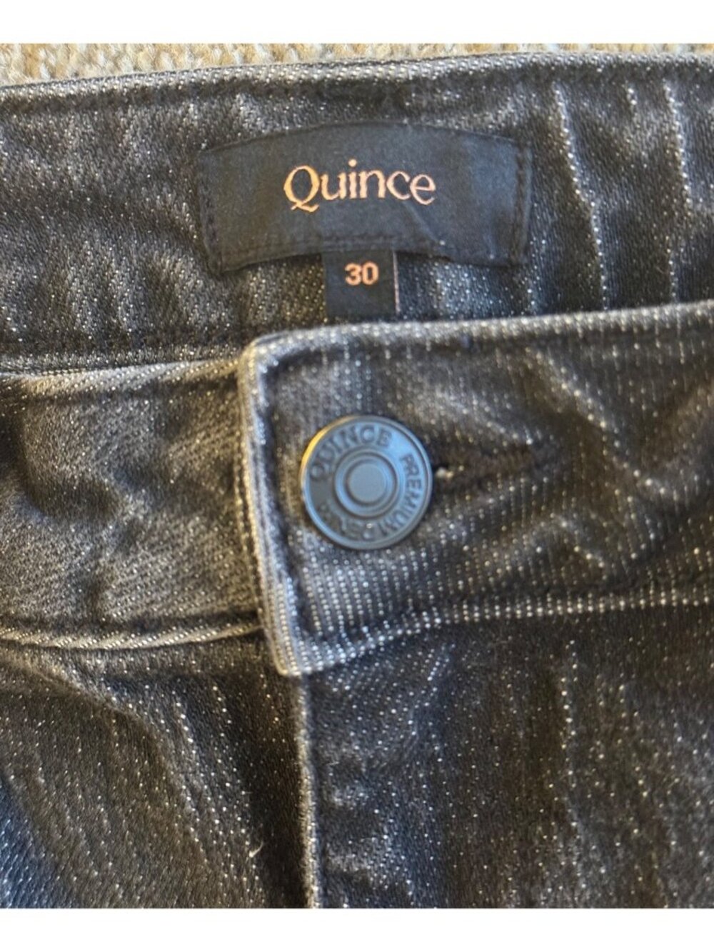 Quince Bella Stretch Relaxed Straight Ankle Cropped Jeans Charcoal Black Size 30 - Picture 5 of 9